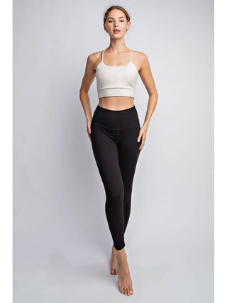Two Line Yoga Stitch Full Length Leggings - Black