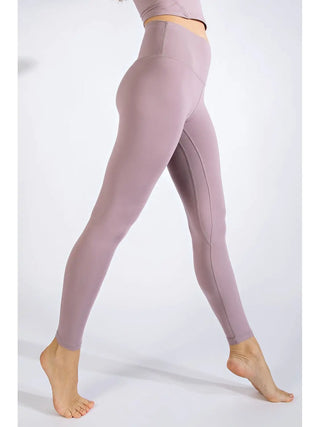 Two Line Yoga Stitch Full Length Leggings - Mauve
