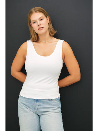 Basic Scoop Neck Tank - Off White