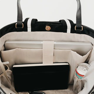 Woven Tiffany Organizer Tote Bag - Checkered Brown
