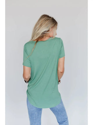 Scoop Neck Bralette Tee - Sage