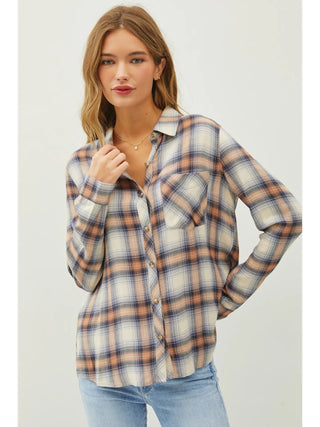 Classic Denim Orange Flannel Shirt