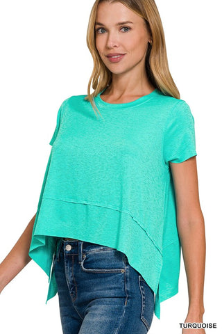 Shark Bite Short Sleeve Top - Turquoise