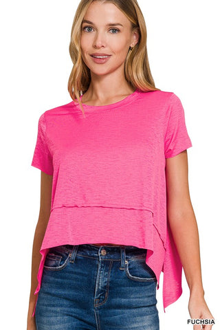 Shark Bite Short Sleeve Top - Fuchsia