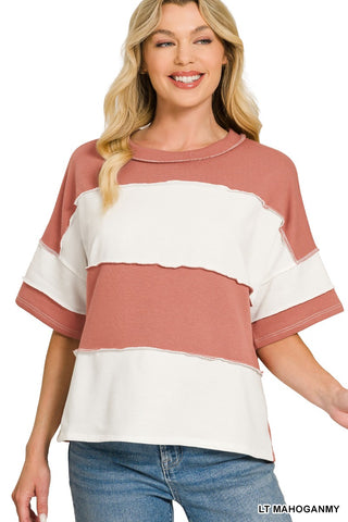 Worn Edge Colorblock Top