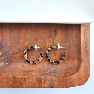 Cam Mini Hoops - Cheetah Earrings