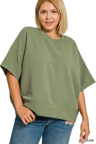 Ribbed Relax Banded Top - Olive