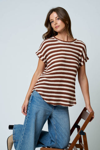 Oakley Brown & Cream Stripe Top