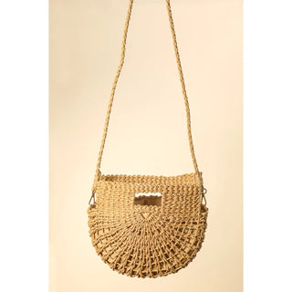 Braided Semi Circle Tote Bag - Tan