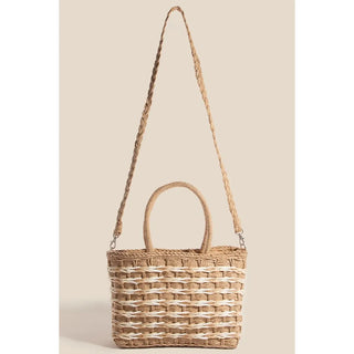 Two Tone Braided Zippered Hand Bag