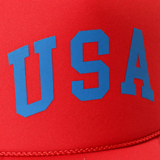 USA Varsity Letter Trucker Hat - Red