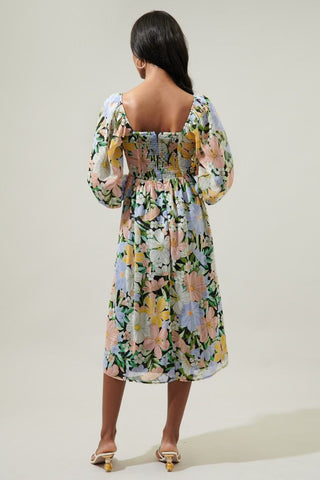 The Kate Floral Puff Sleeve Midi Dress