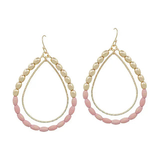 Gold and Pink Wood Teardrops