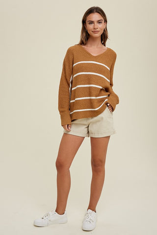 STRIPED SWEATER WITH CUFFED SLEEVE - Gucci/Ivory