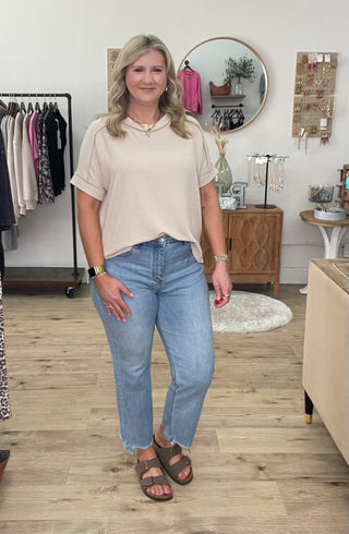 Effortless Edge Rib Top - Sand