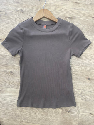 Everyday Micro-Rib Tee - Truffle