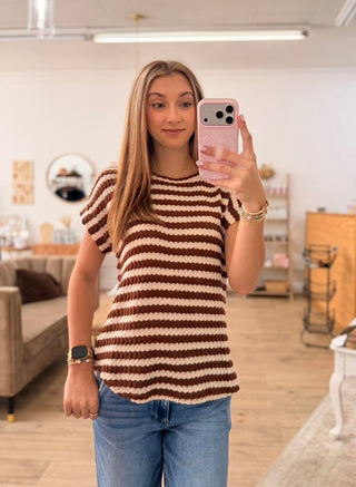 Oakley Brown & Cream Stripe Top