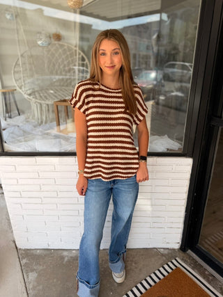 Oakley Brown & Cream Stripe Top