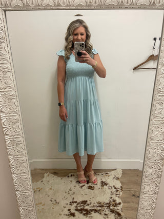 Flutter Sleeve Maxi Dress - Mint