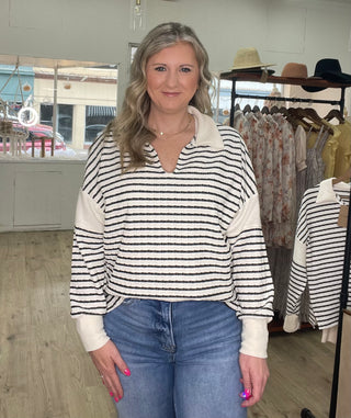 Collared Neck Stripe Top