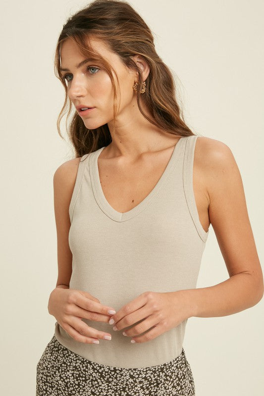 RIBBED KNIT TANK TOP - Shell – Becky's Boutique