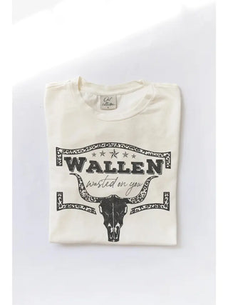 WALLEN WASTED ON YOU Mineral Washed Graphic Top - Cream