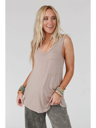 Shelli Scoop Neck Tank Top - Dark Mocha