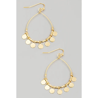 Coin Fringe Tear Drop Earrings