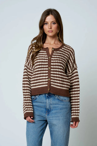 Aspen Textured Stripe Crochet Cardigan