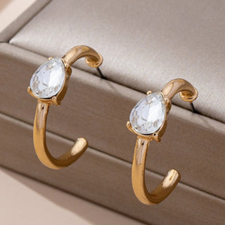 Solitaire Gold Hoop Earrings