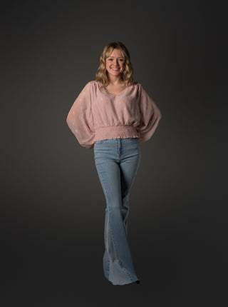 METALIC DOT SHEER CHIFFON BALLOON TOP